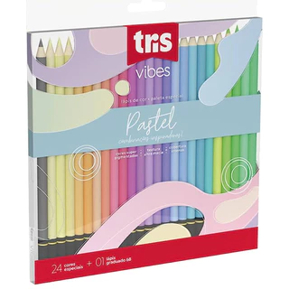 Lápis De Cor Vibes Tons Pastel 24 Cores 1 Lápis 6B  Tris em Oferta na Shopee