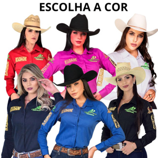 Camisa Radade Feminina Green Team Original Bordada Várias Cores Country Para Rodeio Festival Barretos Vermelha Azul Rosa Marinho Branca e Preta