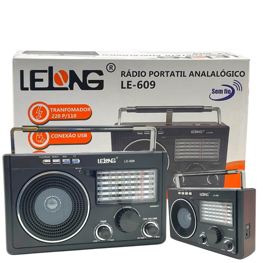 Rádio Am Fm Antigo Retrô Bluetooth Pen Drive Recarregável Lelong LE-609