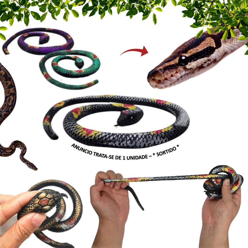 Compre Simulação brinquedos de cobra Halloween Tricky Realistic Python Wild  Animal Model Ornaments Scary Snake Toys
