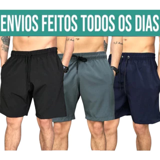 kit 2 short homem tactel elastano academia bermuda homem dri fit elastano praia piscina preta