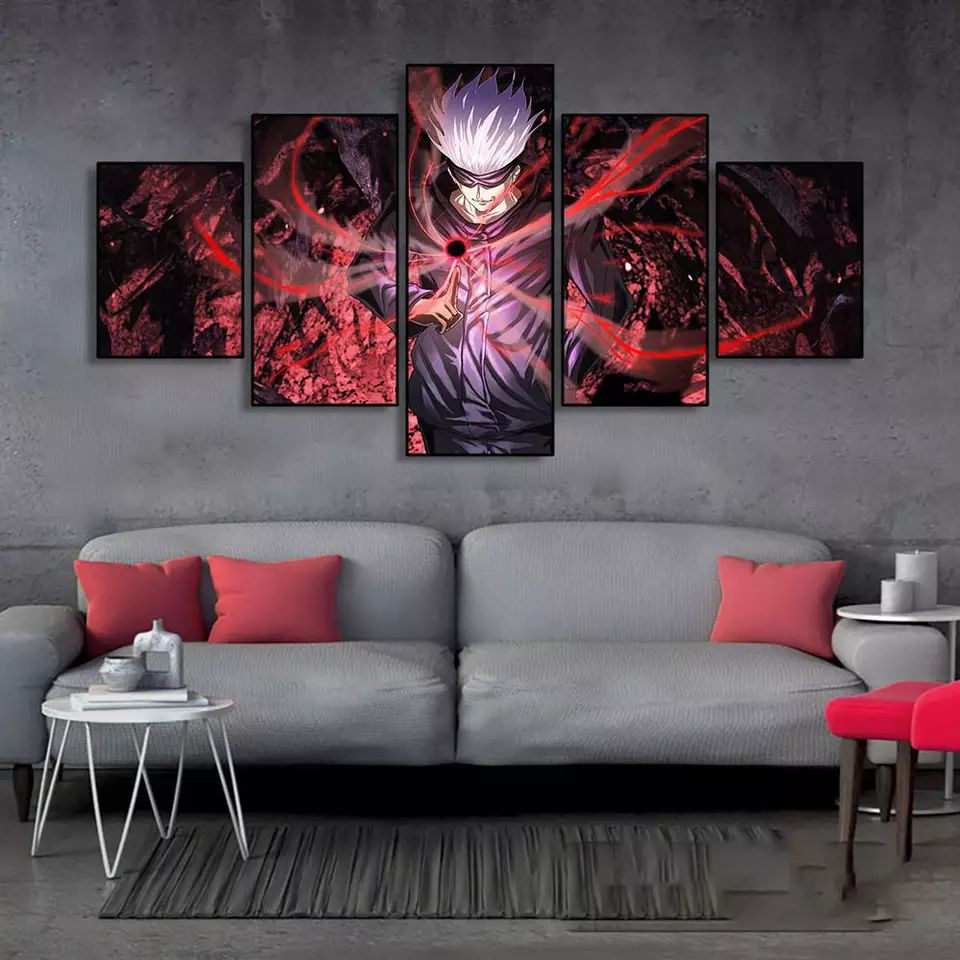 Quadro Decorativo Mosaico Anime Jujutsu Kaisen, Gojo Sukuna 5 Partes