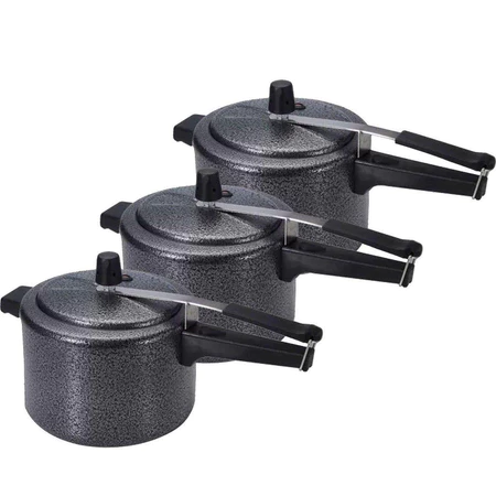 Kit 3 panelas de pressão preta crakelada 3 litros, 4,5 litros e 7 litros + aprovada pelo INMETRO + envio imediato