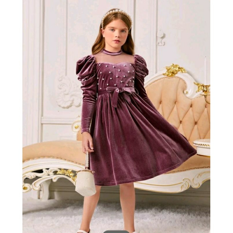 Vestido manga longa hot sale infantil de veludo