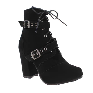 SAPATO FEMININO BOTA SALTO BLOCO PRETO FIVELA FIXA ER189
