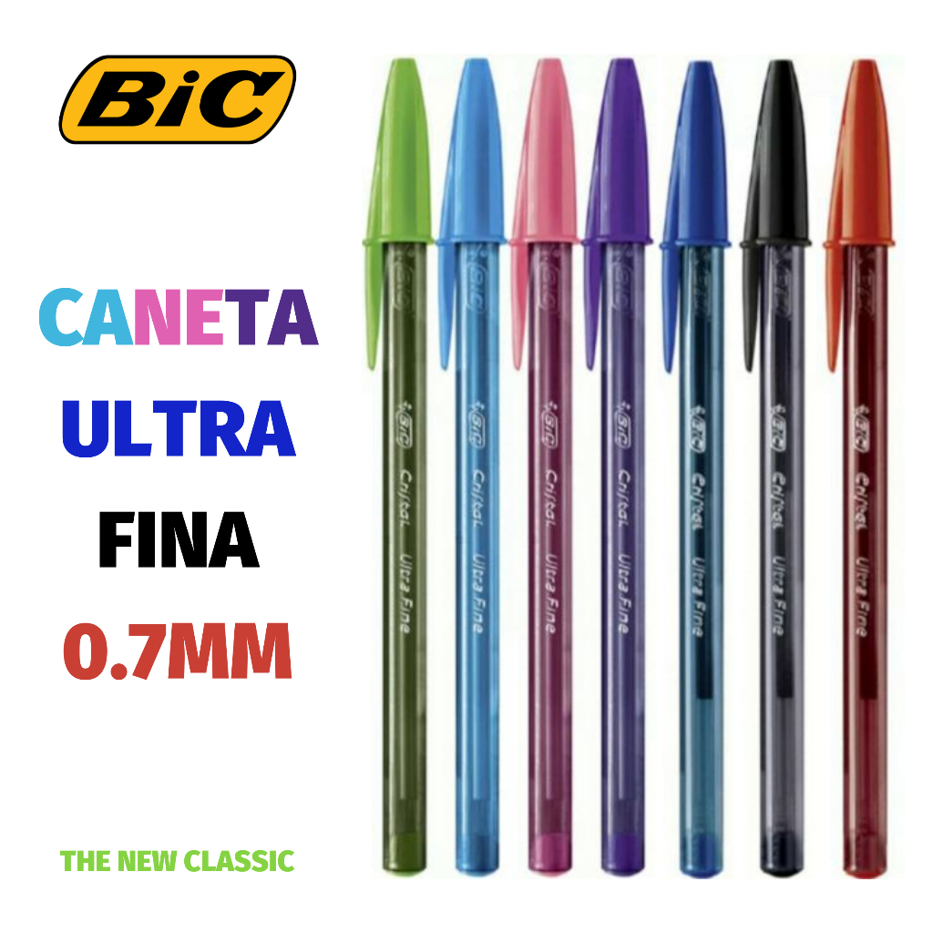 Caneta Bic Cristal Ultra Fina 0.7mm - Cores Diversas | Shopee Brasil