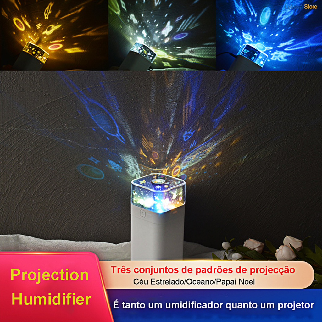 Umidificador Atomizador De Ar Doméstico Portátil Lâmpada De Projeção Starlight Fria USB Carregando Ultrasônico Aromaterapia Projeção De Luz Estelar No Carro MX2081