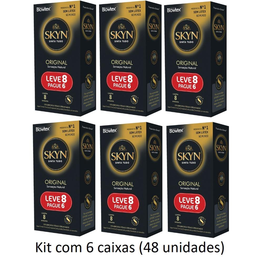 Kit com 6 pacotes preservativos SKYN Blowtex sem latex com 48 unidades