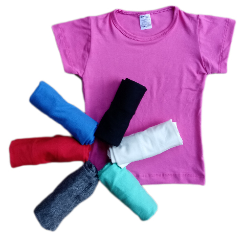 blusa manga curta infantil viscolycra baby look menina