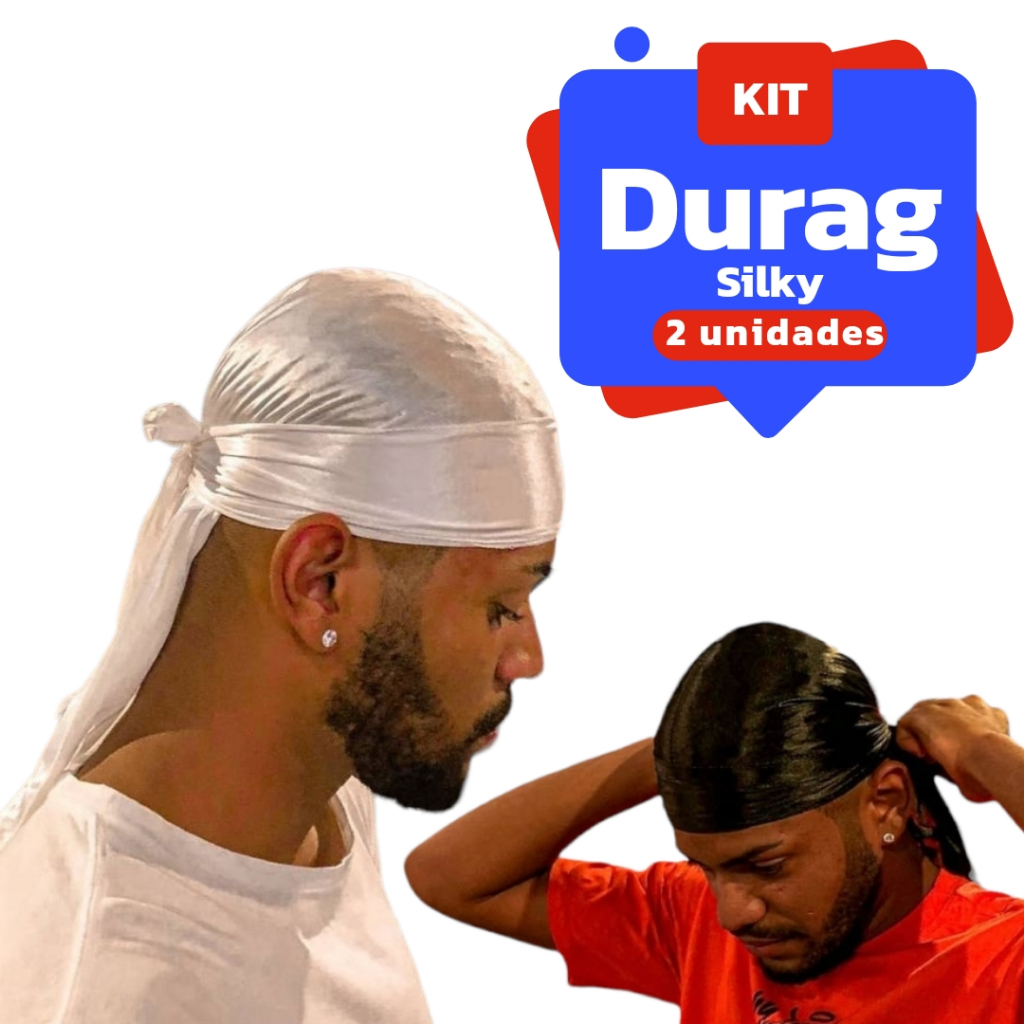 KIT 2 DURAG WAVES Bandana Durag Preta Touca 360waves Dureg Hiphop