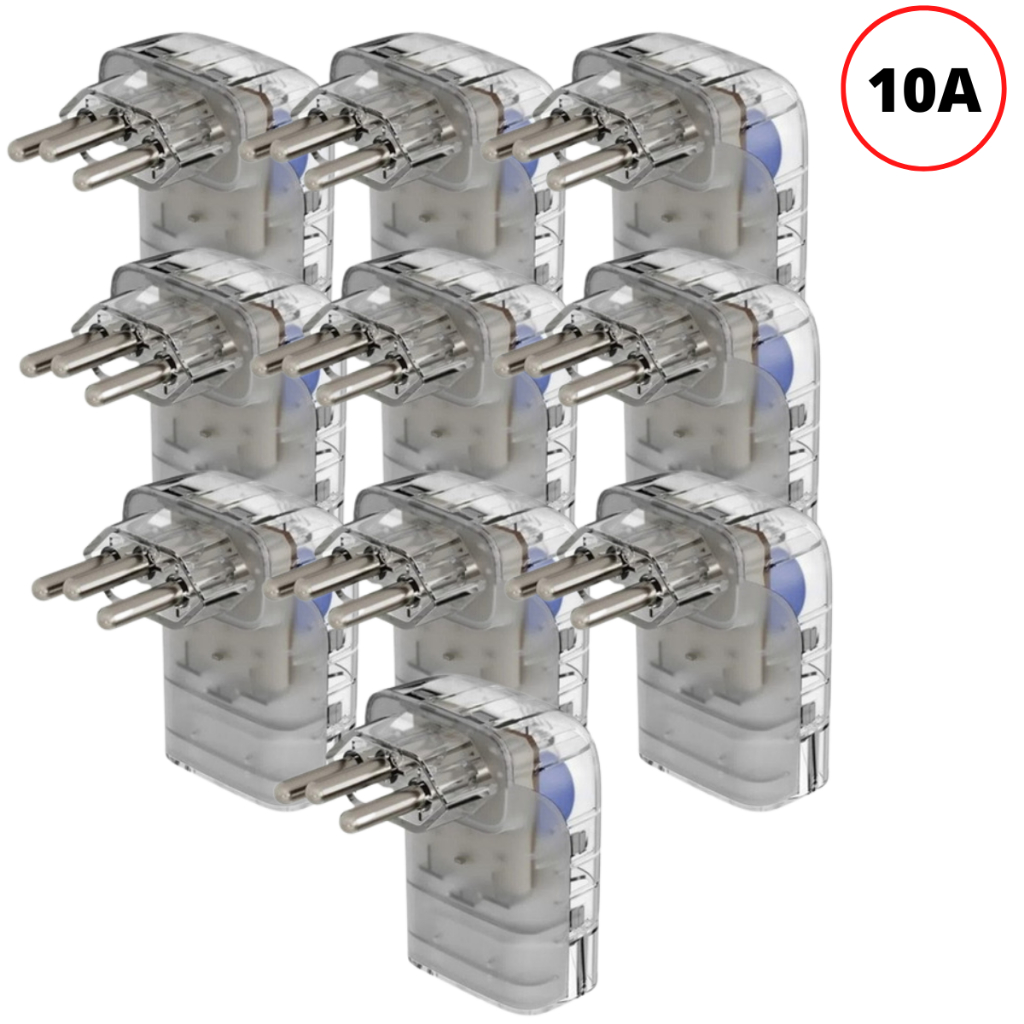 Kit 10x Dps Clamper Pocket FIT 3 Pinos 10A Transparente - Proteção Surtos