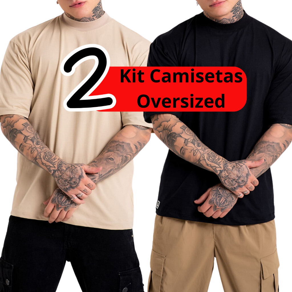 Kit Camisetas Oversized Streetwear Masculina 100% Algodão 30.1 Padrão Americano