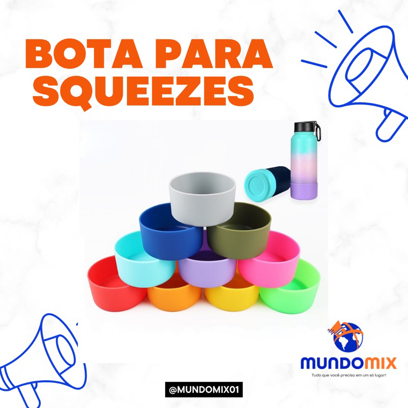 Bota Protetora de Silicone para Garrafa Squeeze 350ml ~ 840ml / 900ml ~ 1200ml