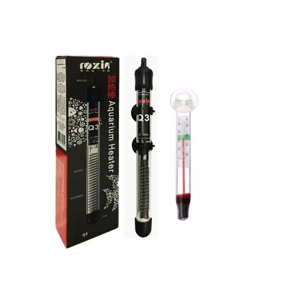 Termostato Aquecedor Roxin Q3 200W para Aquários até 200L de água doce ou salgada
