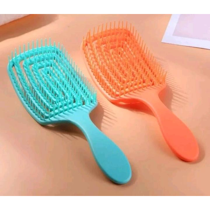 Kit com 2 escovas de cabelo raquete hair quadrada flexível anatômica
