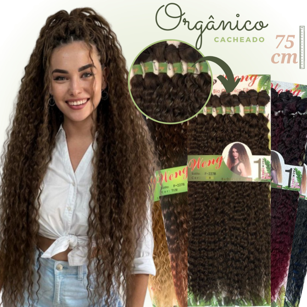 Cabelo organico cacheado crochet braid 75cm 300g