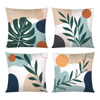 Kit c/ 4 Capas de Almofada Decorativas Modern Print 45x45 - Folhagem Abstrata
