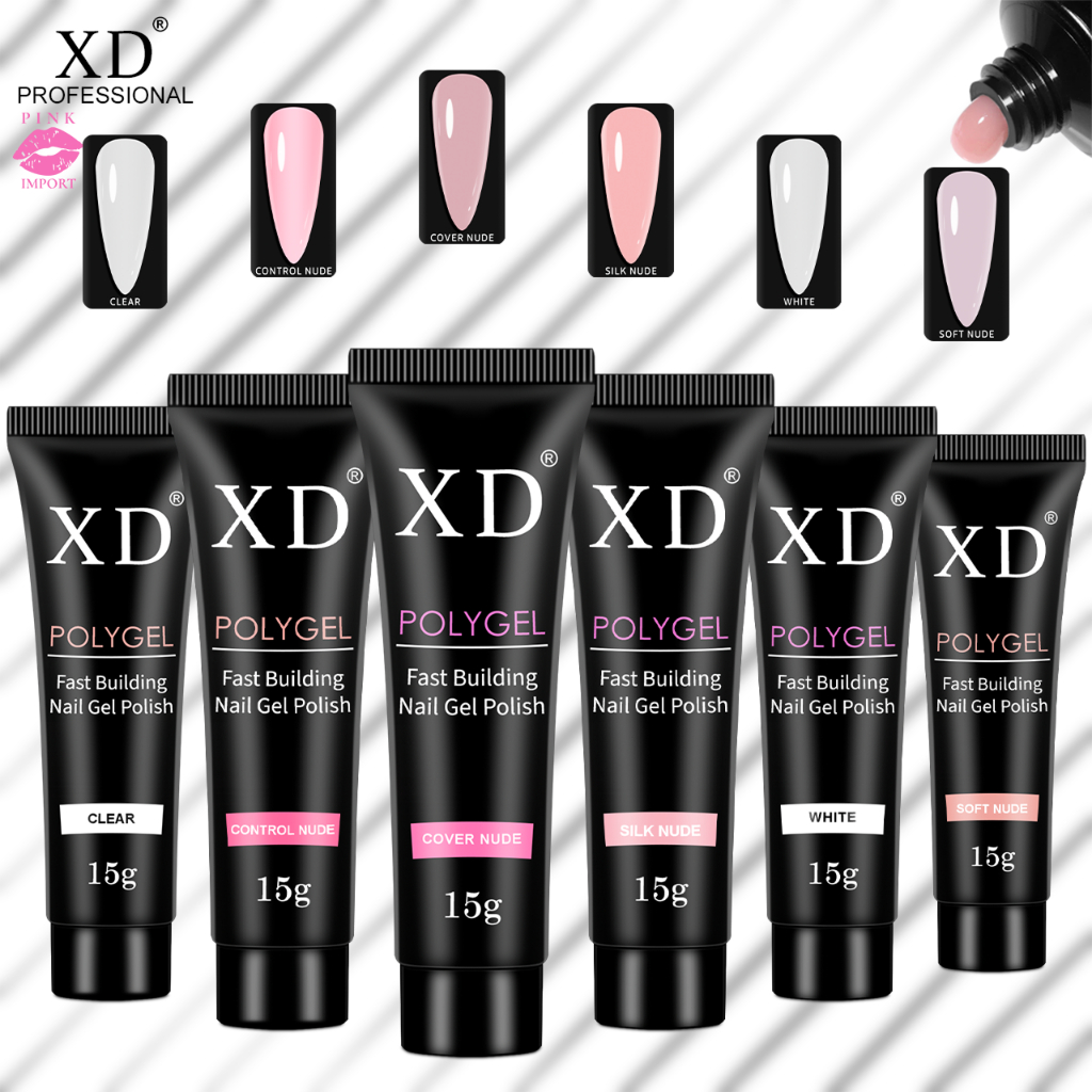 Polygel XD Nude LED UV Profissional 15g F1 Alongamento Unhas de Gel Poly Gel