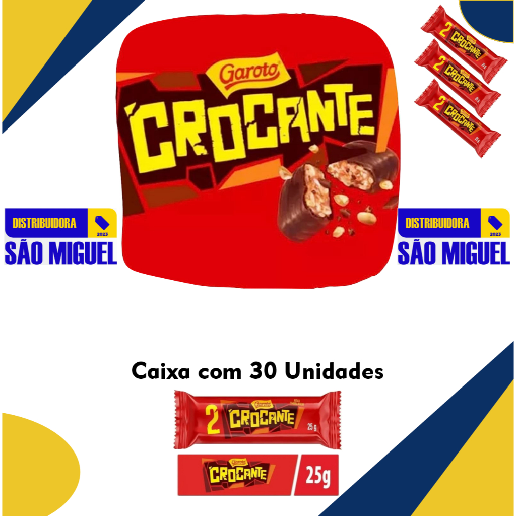 CHOCOLATE CROCANTE CAIXA 30 UNID 25GR GAROTO Shopee Brasil