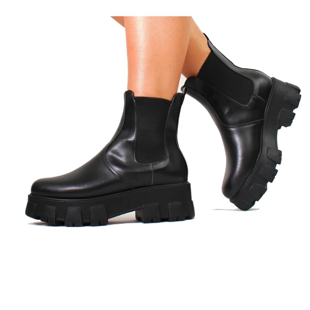 Bota Coturno Feminino Tratorada Chelsea Cano Medio Macia Confortável