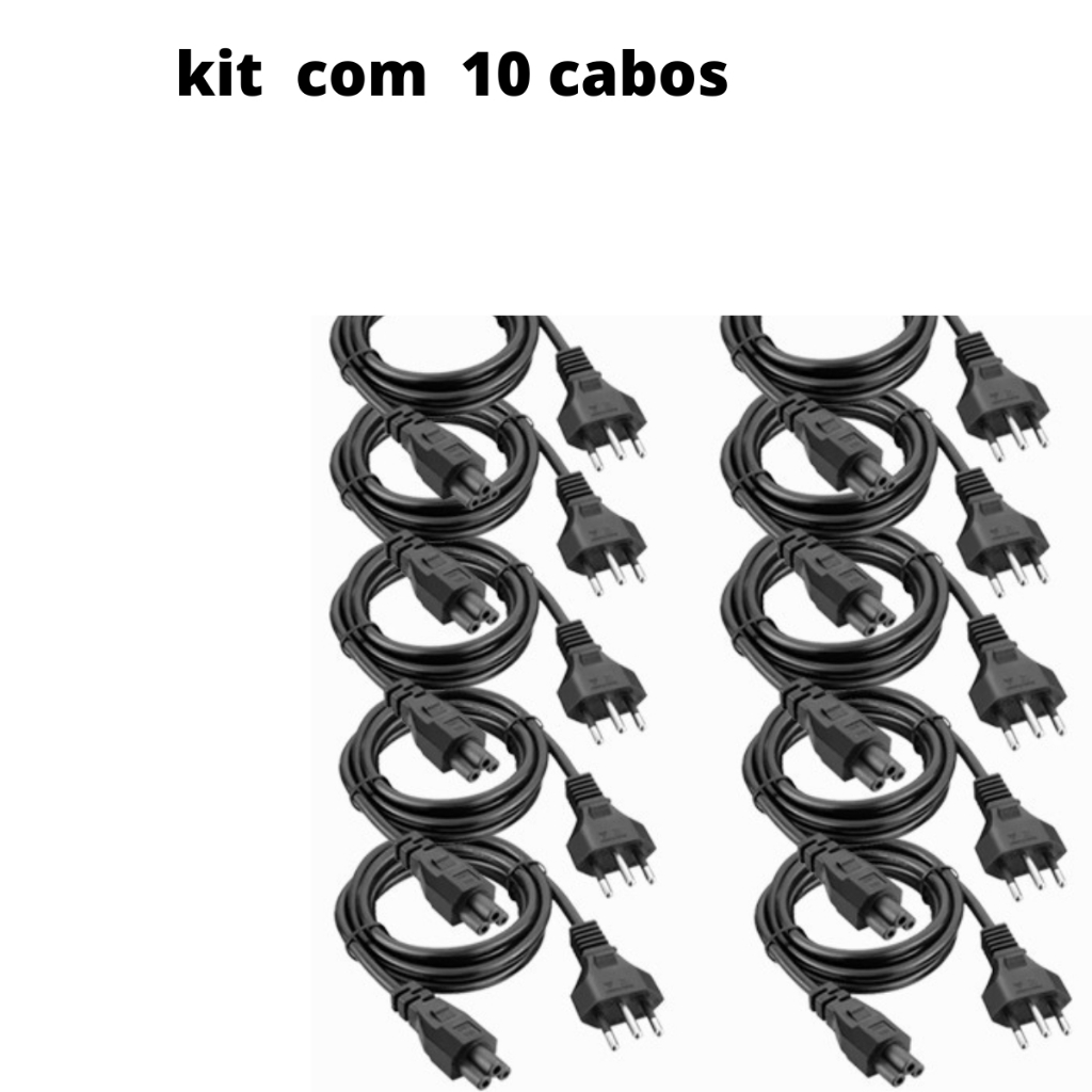 Kit 10 Cabo Força Energia Fonte Notebook Tripolar Padrão Br