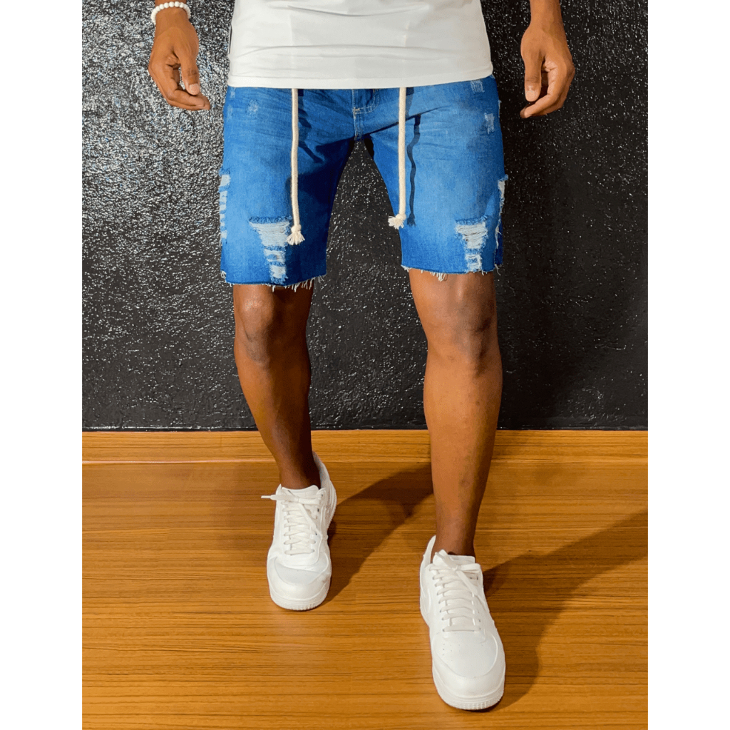 Bermuda Jeans Masculina Short Jeans Modelagem Mais Folgada