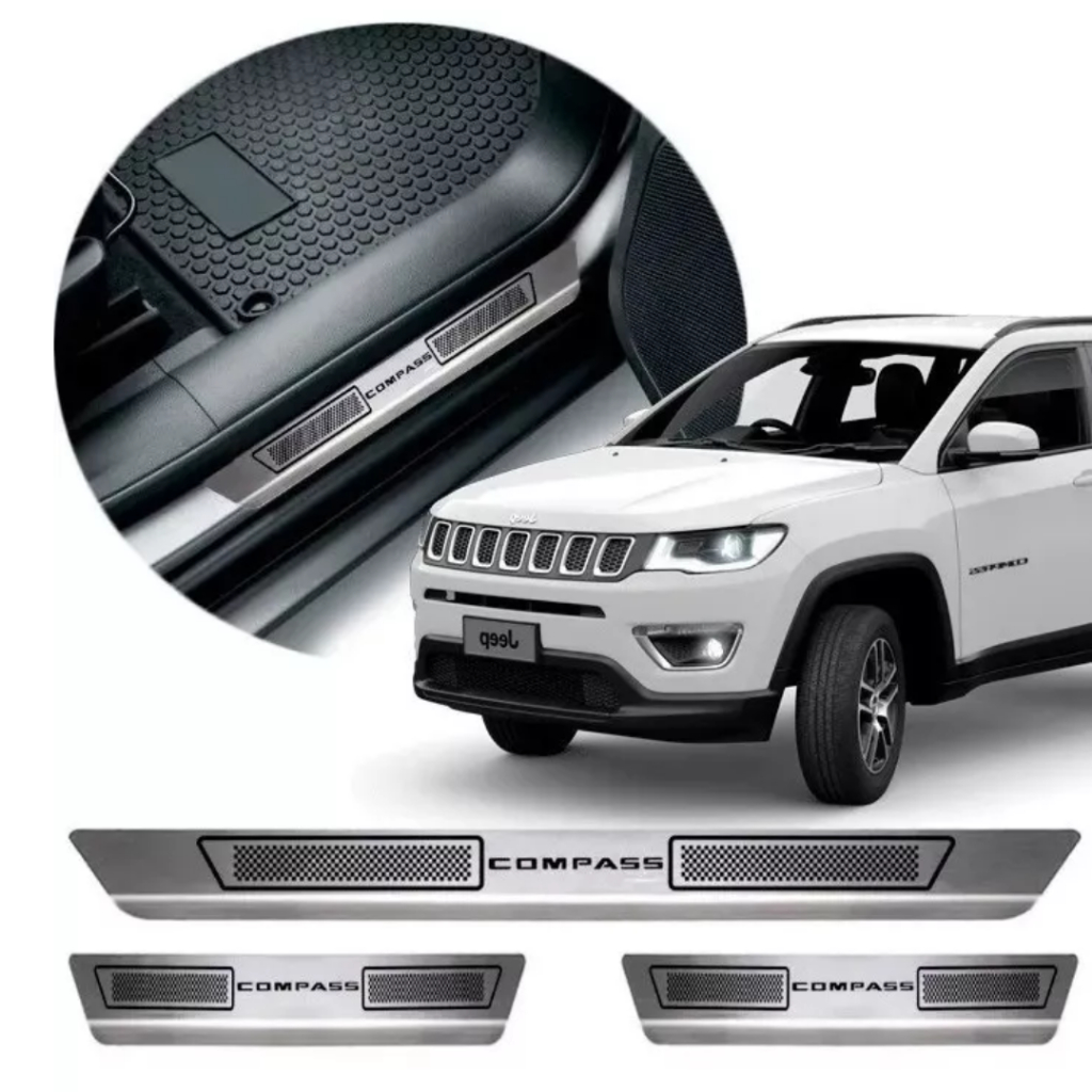 Jogo Soleira Porta Aço Inox JEEP COMPASS 2016 2017 2018 2019 2020 2021 ...