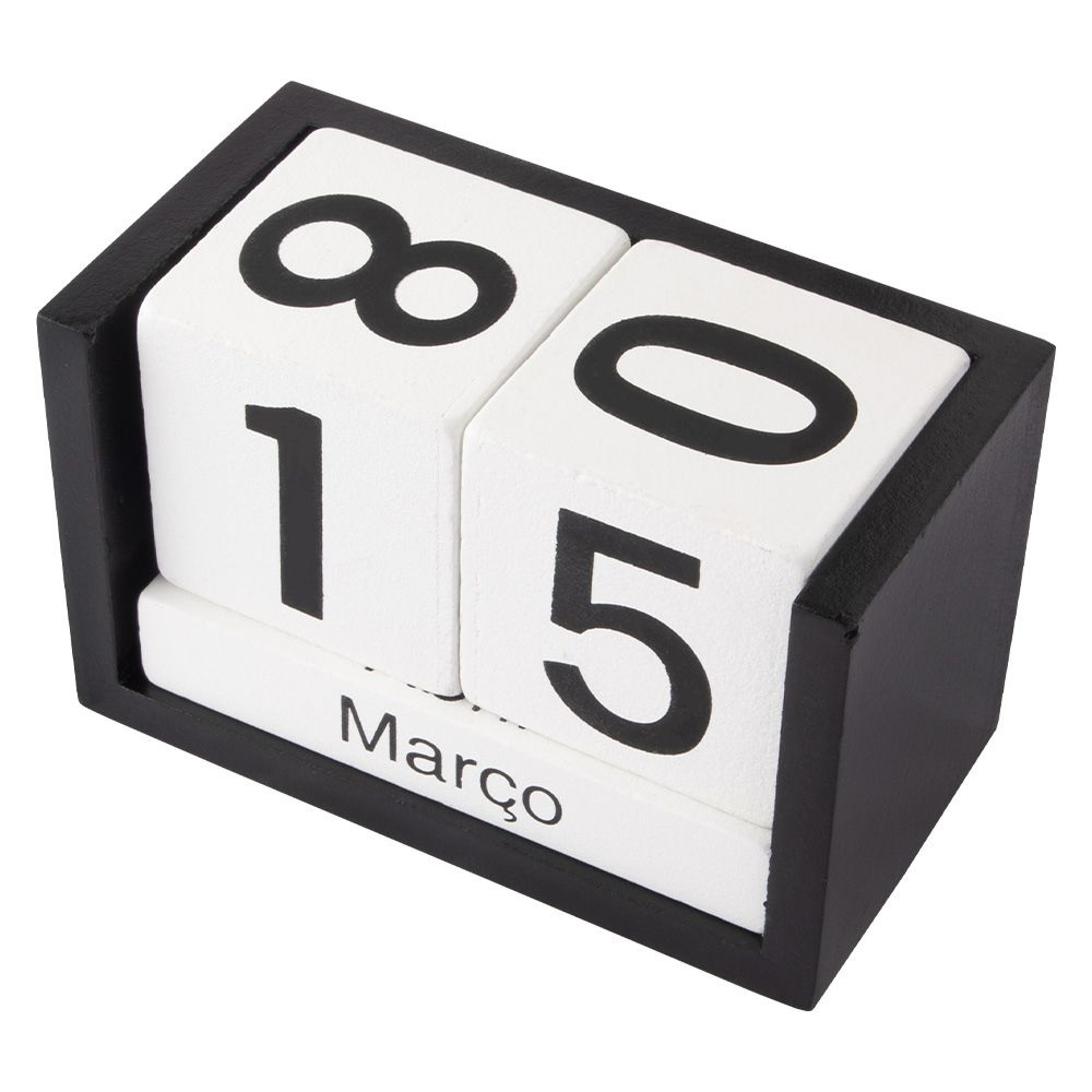 Calendario Permanente de Madeira Vintage - Branco - CB2605