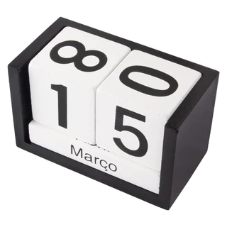 Calendario Permanente de Madeira Vintage - Branco - CB2605