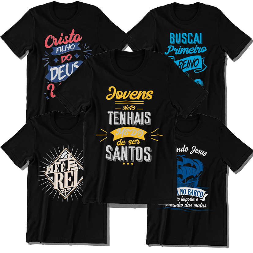 camiseta evangélica frases de fé 100% algodão