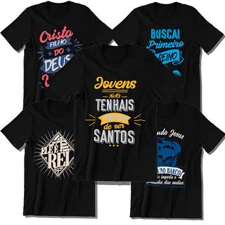 camiseta evangélica frases de fé 100% algodão