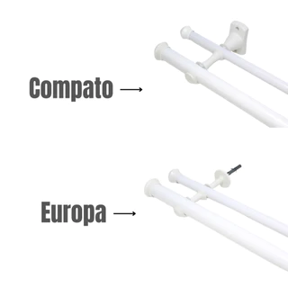 Varão Duplo Para Cortina Branco 2,50mts 19/28mm Europa/Compacto
