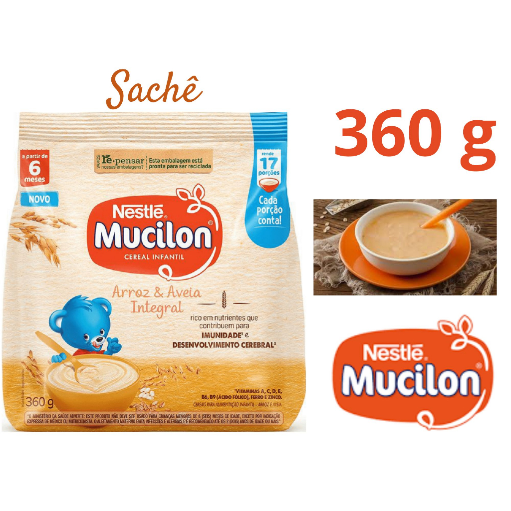Mucilon Arroz e Aveia Integral Cereal Infantil 360g - Cereal Mucilon ...