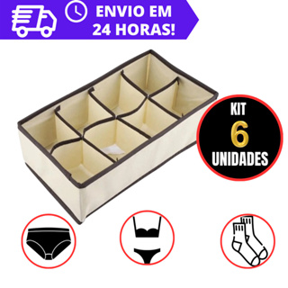 KIT 6 Organizadores de Gaveta Colmeia Roupas TNT Ecológico Anti-Poeira 8 Separador