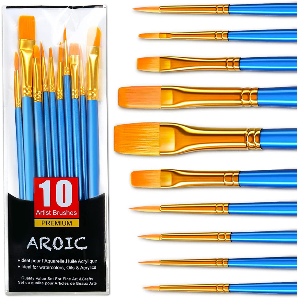 Jogo Pincéis Para Pintura Em Tecido Aquarela Kit 10 Peças