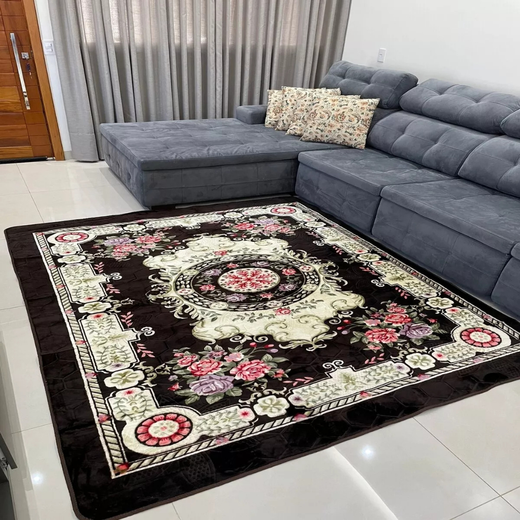Tapete SALA Veludo 3d 2,00x2,50 Indiano Antiderrapante | Shopee Brasil
