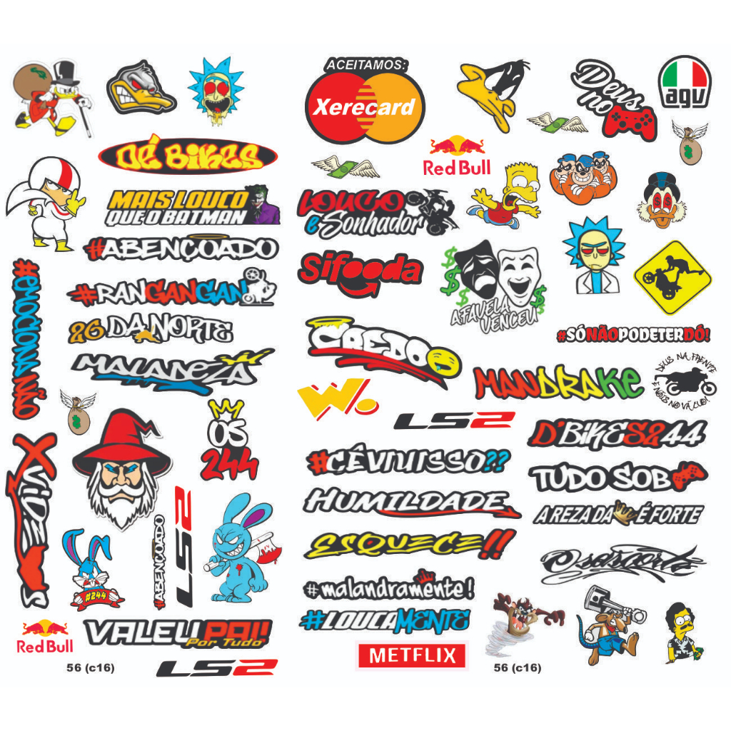 KIT 50 Adesivos Skate a prova d'água Desenho Divertidos Jogo Carro Moto  Retro Para Planner e Caderno Escolar