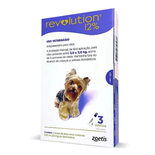 Revolution Antipulgas 12% para Cães de 2,6 a 5kg 3 Pipetas Zoetis em Oferta na Shopee