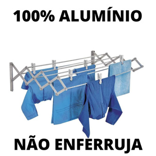 Varal Para Roupas Alumínio Sanfonado Não Enferruja 60cm Extensível Reforçado Parede Abre Fecha