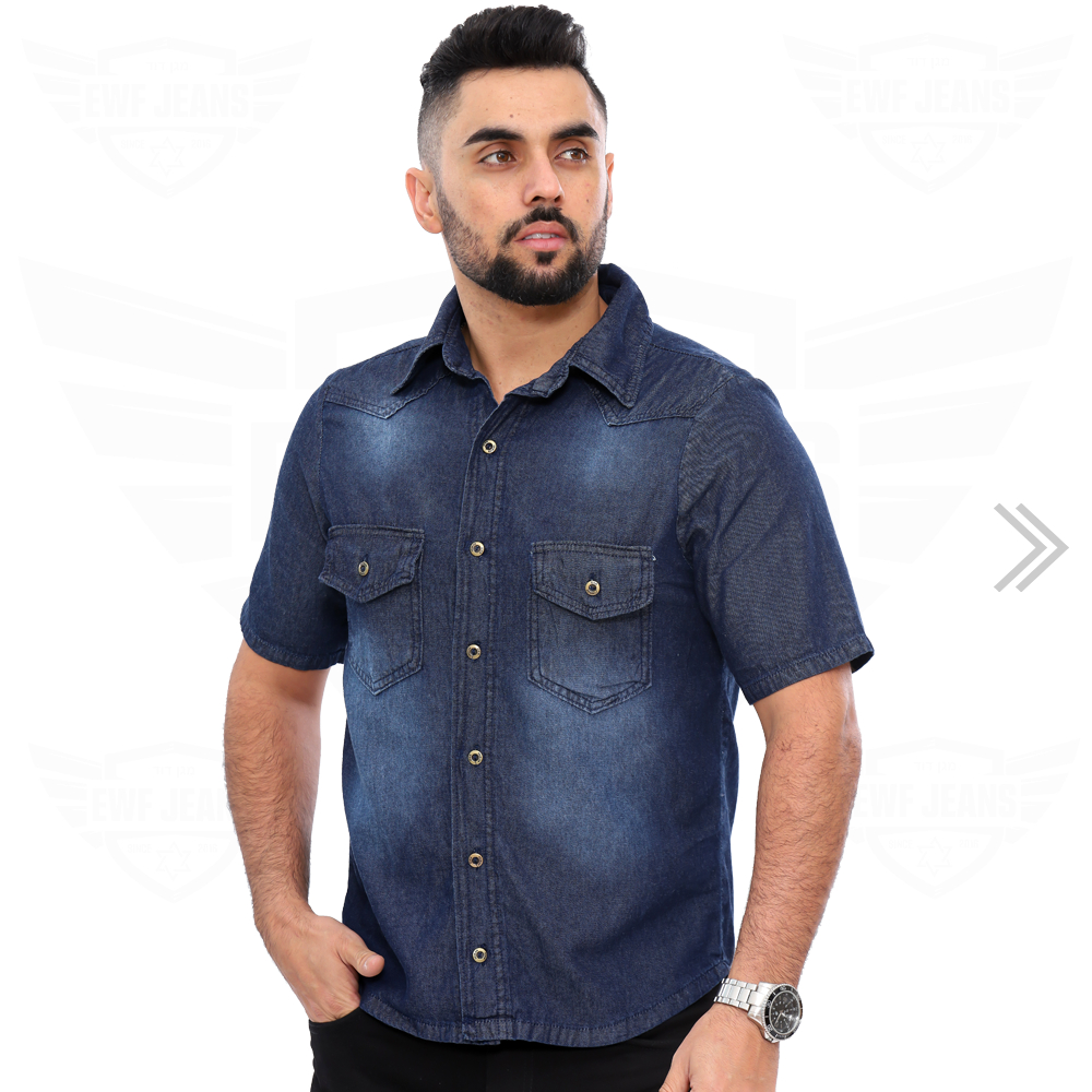 Camisa jeans azul escuro hot sale masculina