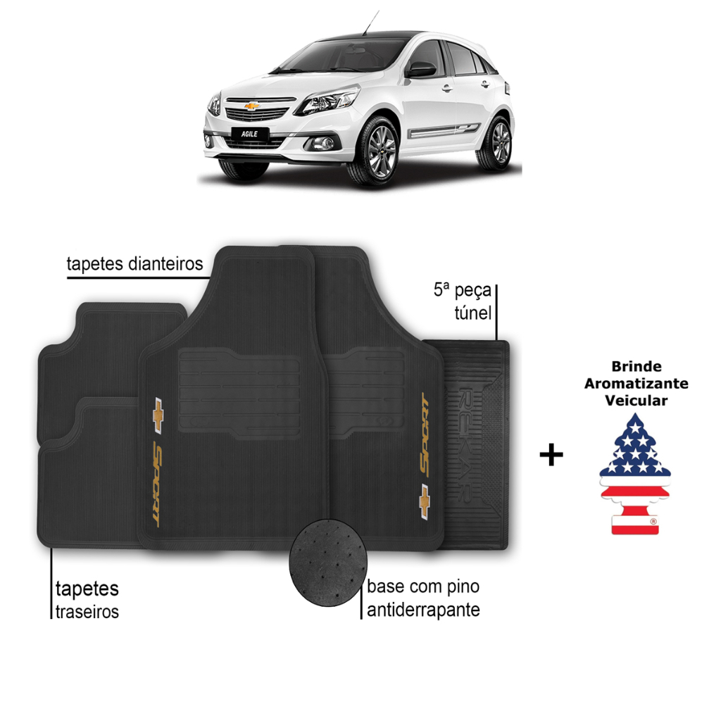 Tapete de Carro Agile Chevrolet Automotivo Borracha + Aromatizante