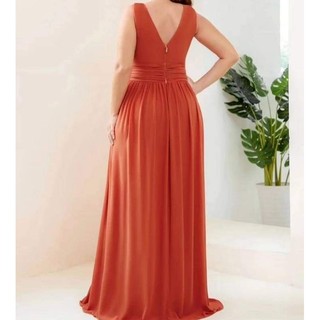 Vestido Madrinha longo laranja queimado Terracota Ever Pretty Festa ...