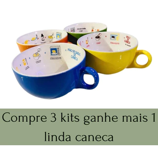 Conjunto de 4 Canecas de Cerâmica com Estampa de Receita - Capacidade de 400 ML