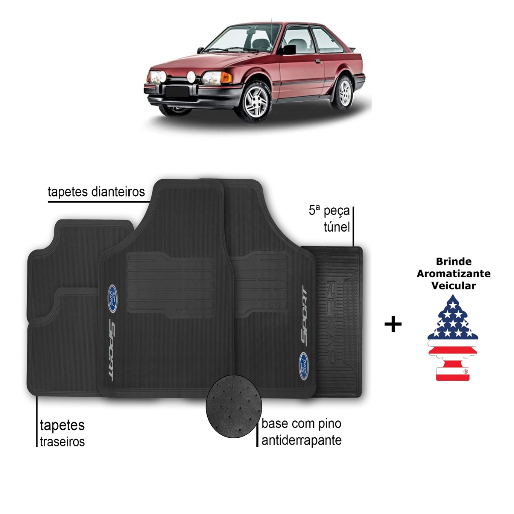 Tapete Escort Ford Automotivo Borracha + Aromatizante