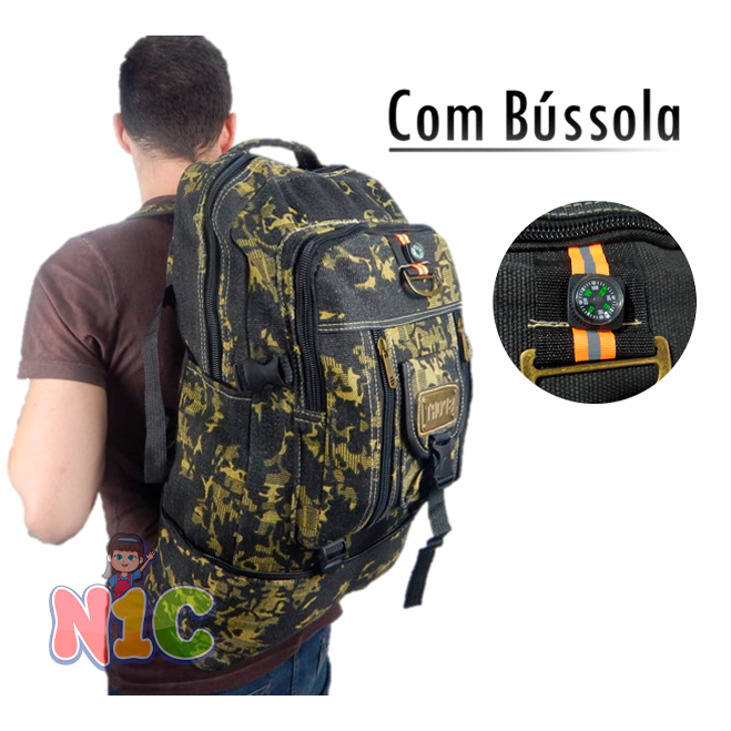 Mochila Masculina Grande 50 Litros Resistente a Água