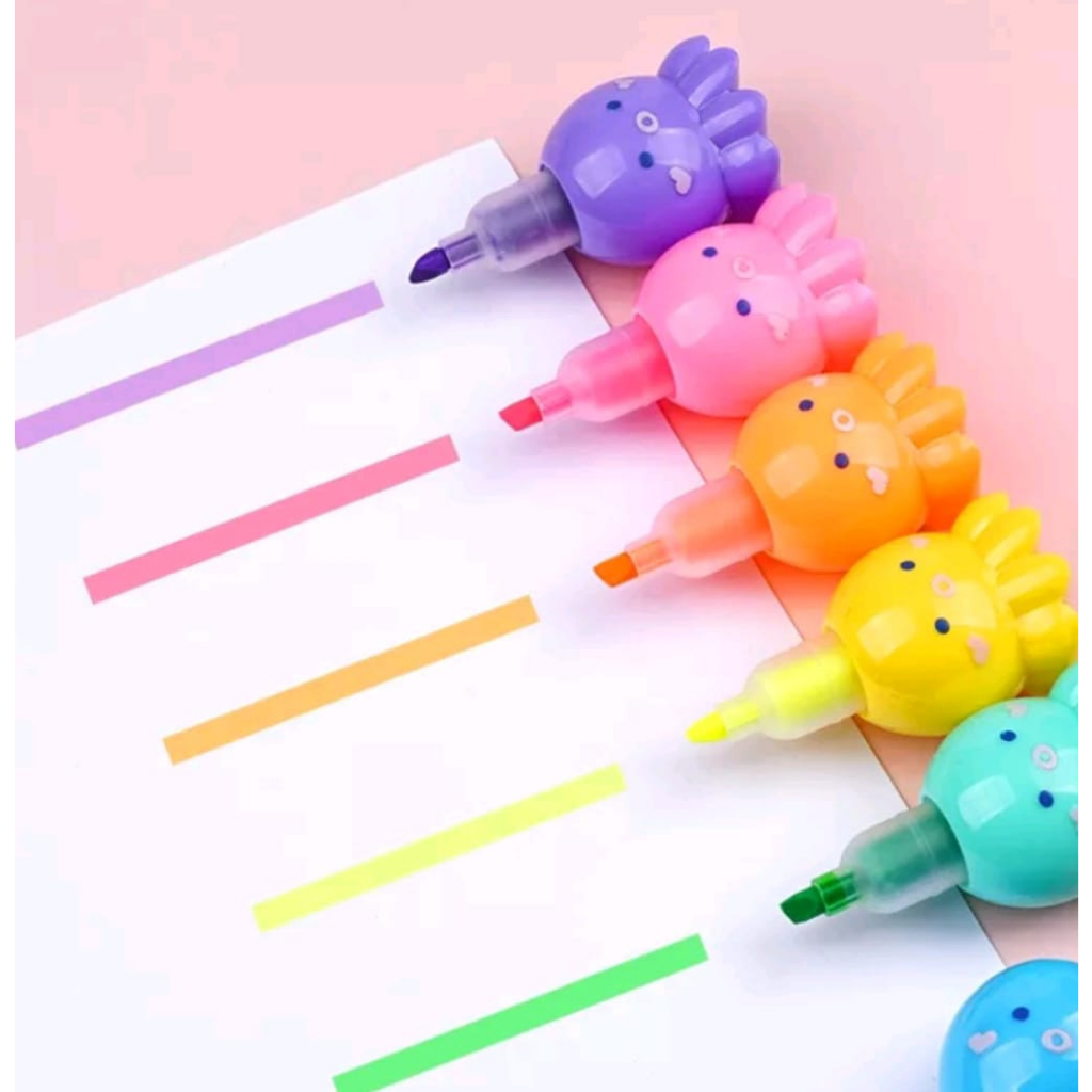 TINGLI Canetas marca-texto, 6 peças fofas mini caneta-texto Kawaii desenho  de sorvete em forma de sorvete fluorescente para escola, escritório,  artigos de papelaria