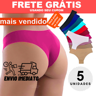 kit 5 Calcinha Tanga Conforto Sem Costura Com Corte A Laser Não Marca