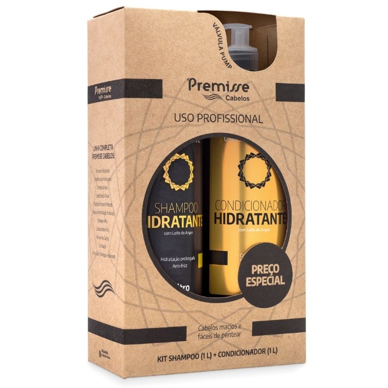 Kit Shampoo e Condicionador Profissional Linha Hidratante Premisse 1L ...