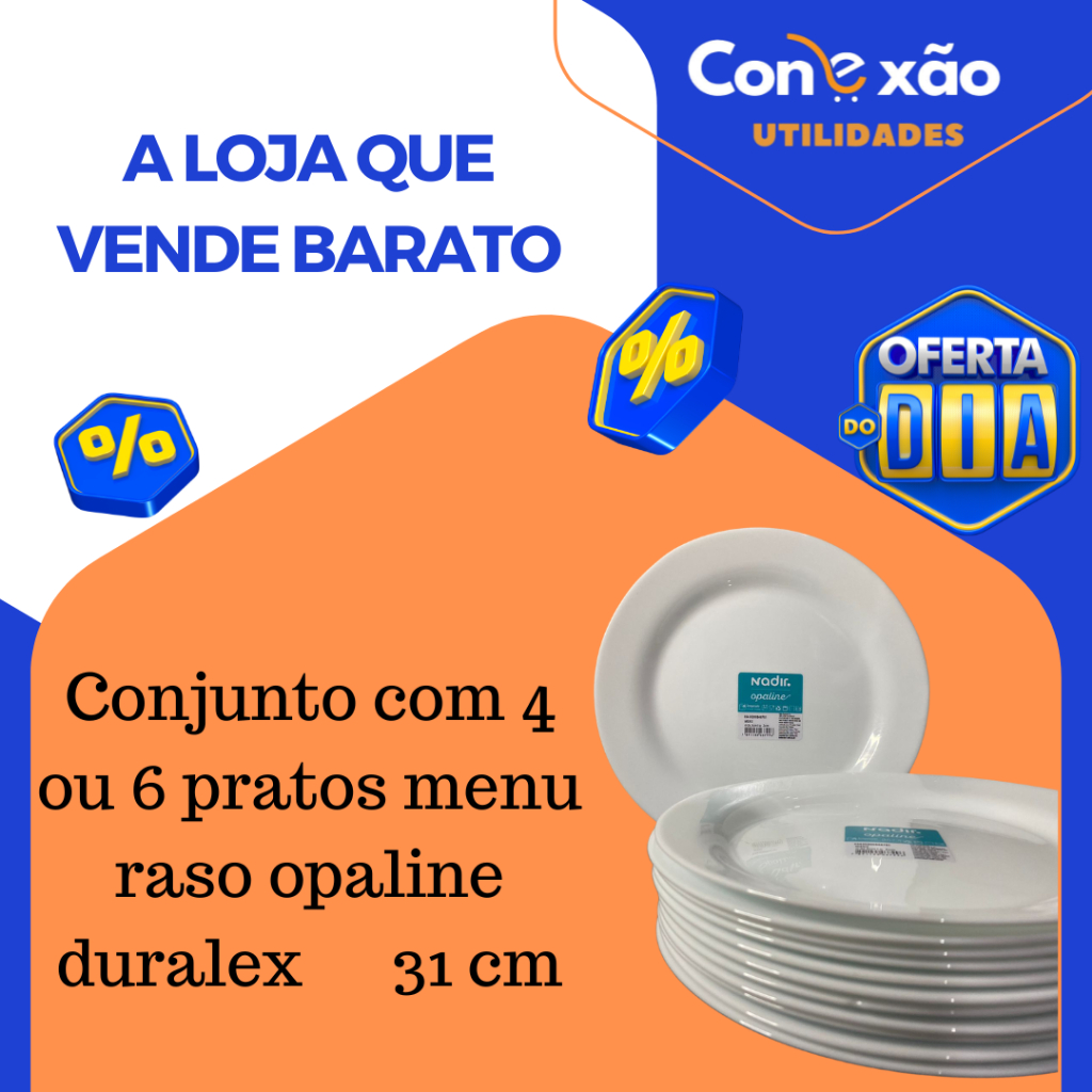 Conjunto com 4 ou 6 pratos MENU RASO NADIR opaline duralex 31 cm ...