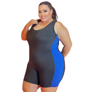 Maiô Macaquinho Plus Size para Hidroginástica Natação e Academia Macaquito Curto tipo Short